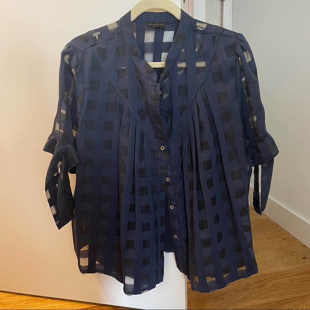 Current Air Navy Sheer Blouse